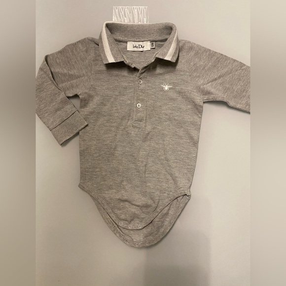 Baby Dior Grey Long Sleeve Polo Bodysuit - Size 12M - Picture 1 of 5